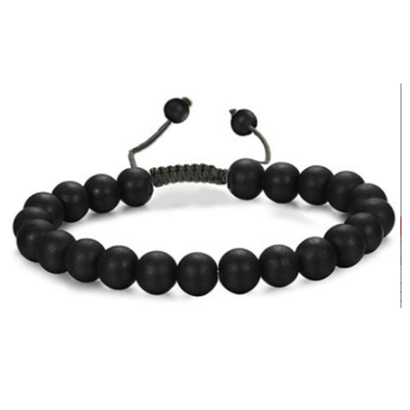 Matte Agate and Hematite Bead Adjustable Bracelet