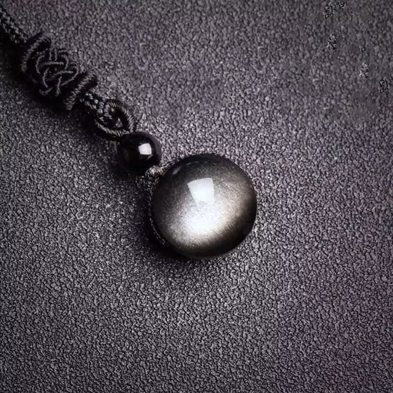 Natural Obsidian Round Bead Pendant