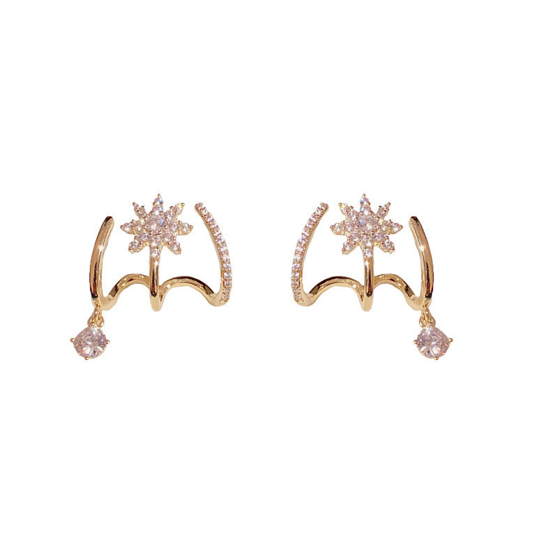 Geometric Zircon Star Earrings with 925 Silver