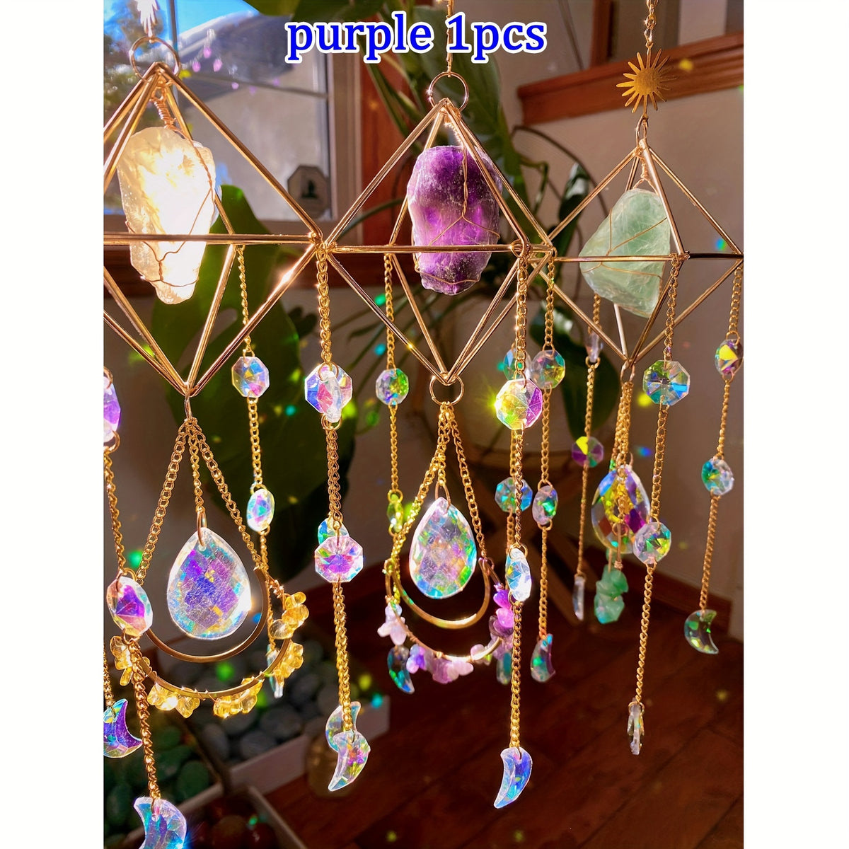 Amethyst Sun Catcher Wind Chime Pendant