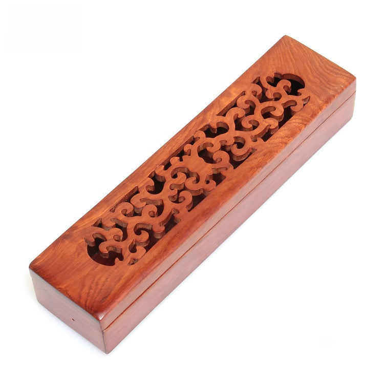Hand-Carved Rosewood Incense Box