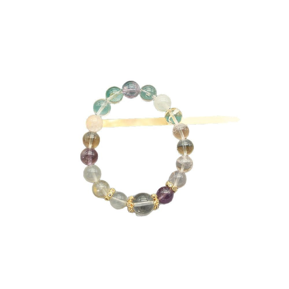 Citrine & Tea Crystal Elastic Bead Bracelet — 16mm