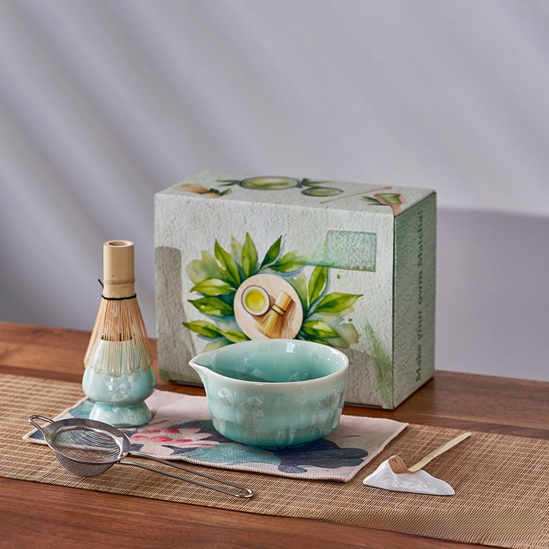 Crystalline Glaze Ceramic Matcha Set — 7 Piece