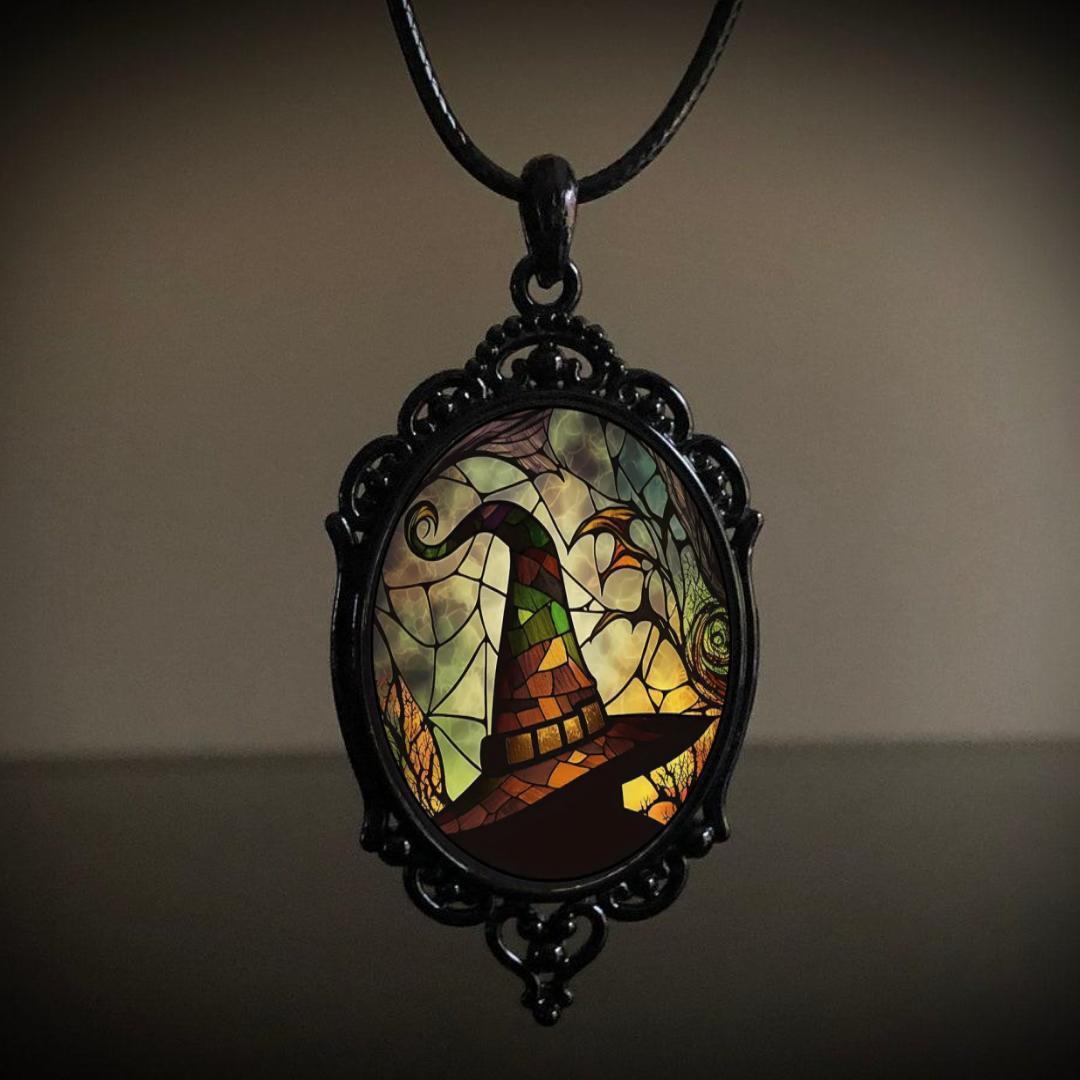 Retro Gothic Crow & Cross Pendant Necklace