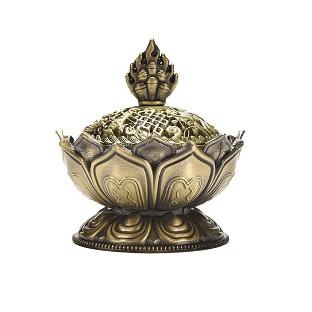 Tibetan Lotus Alloy Incense Burner