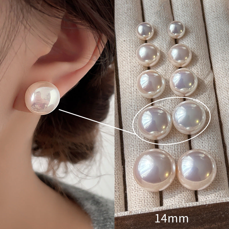 925 Silver Dome Pearl Stud Earrings