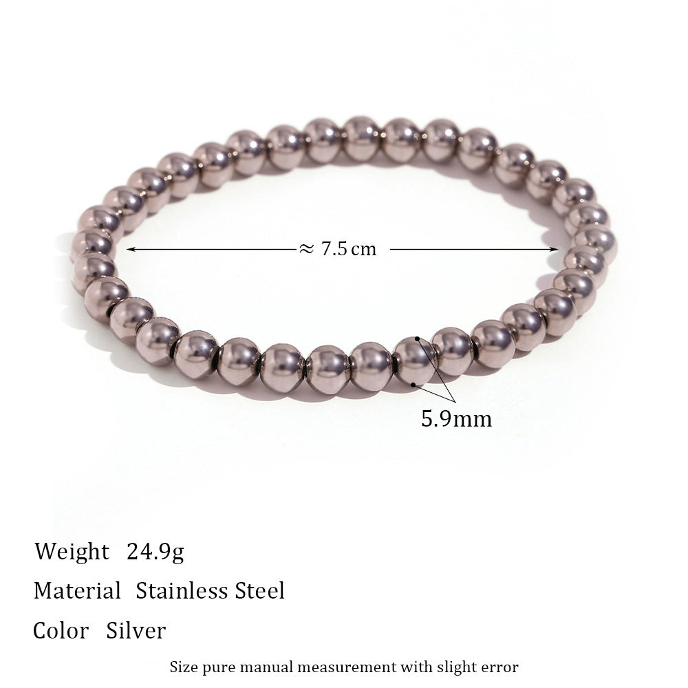 Retro Geometric Elastic Bead Bracelet Stainless Steel Gold Plated