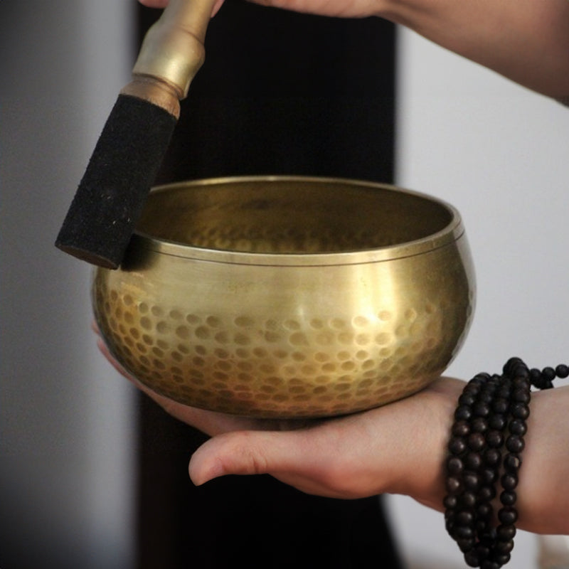 Tibetan Copper Singing Bowl with Sanskrit Engravings