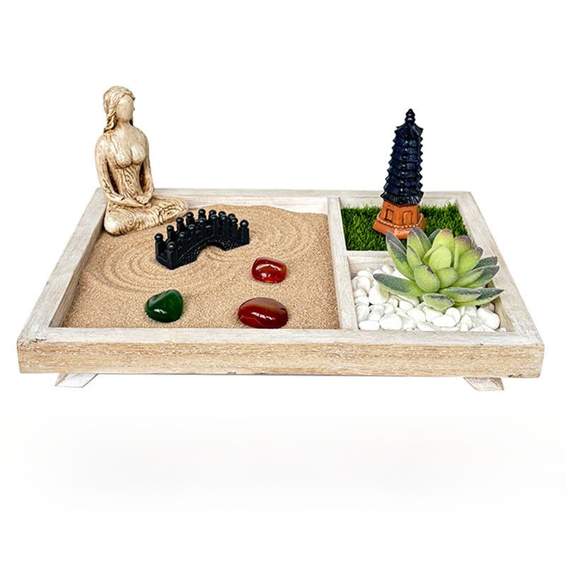 Zen Sand Tray Resin Home Decor Buddha Statue Ornament