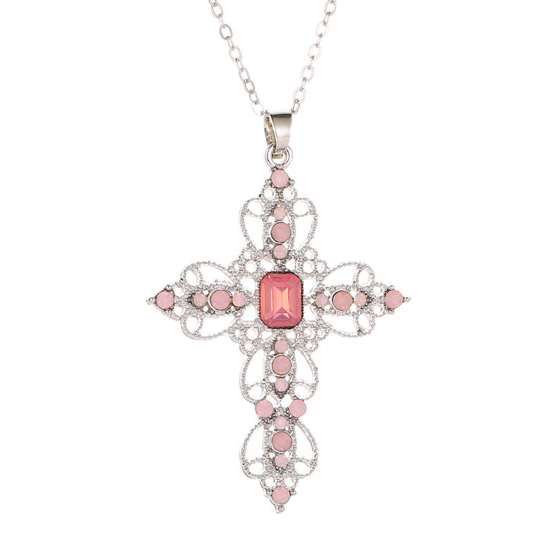 Bohemian Electroplated Cross Necklace