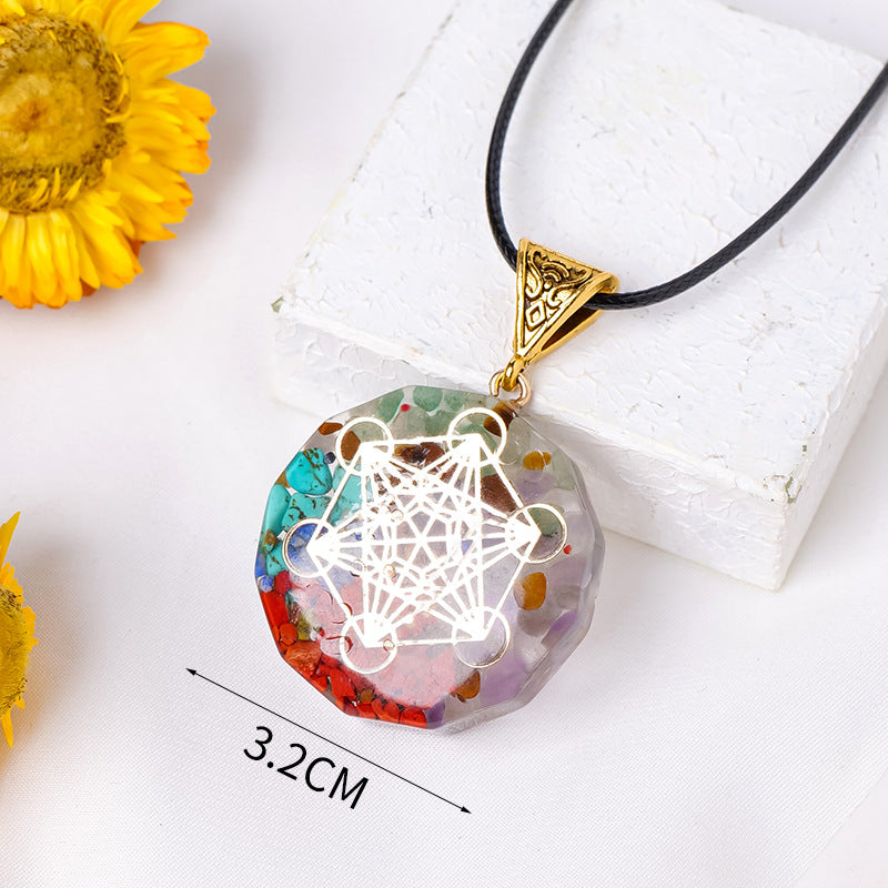 Rainbow Orgone Crystal Resin Pendant Necklace