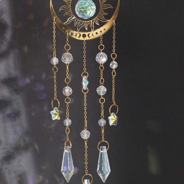 Star Moon Crystal Wind Chime Sun Catcher