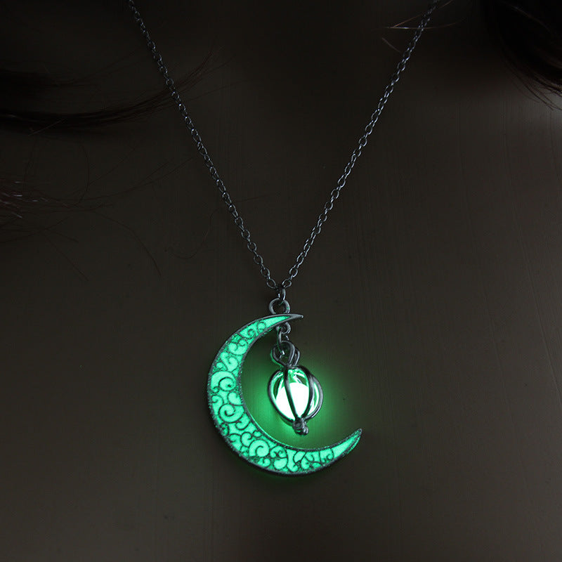Glow Moon Pumpkin Pendant Necklace
