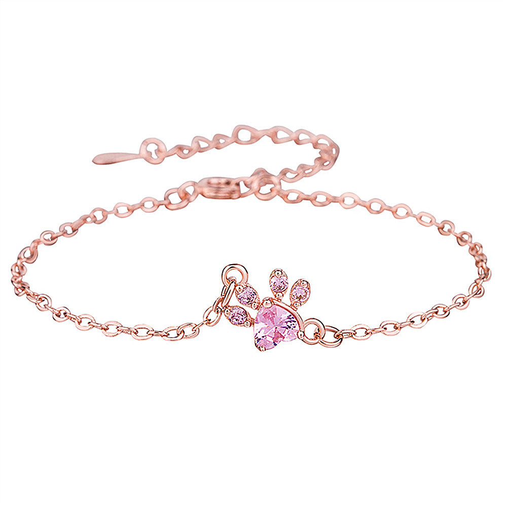 Geometric Footprint Bracelet — Rose Gold & Silver