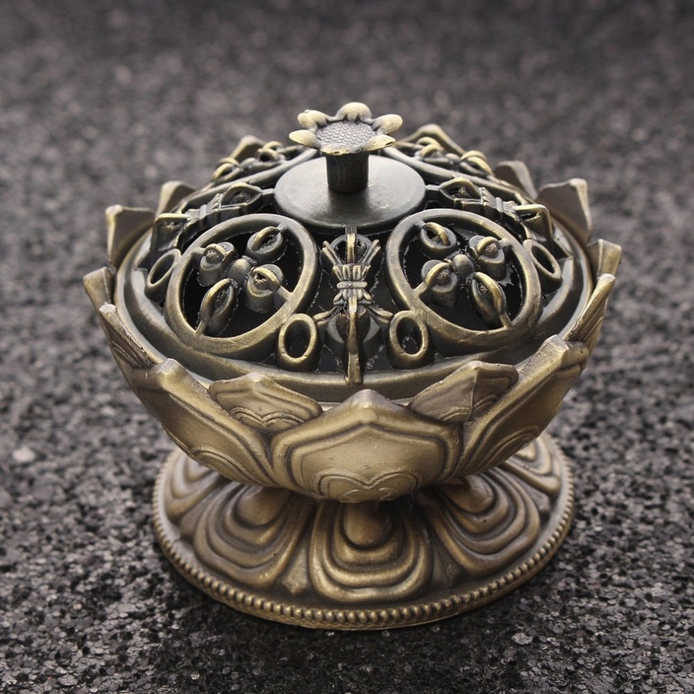 Buddha Lotus Alloy Incense Burner