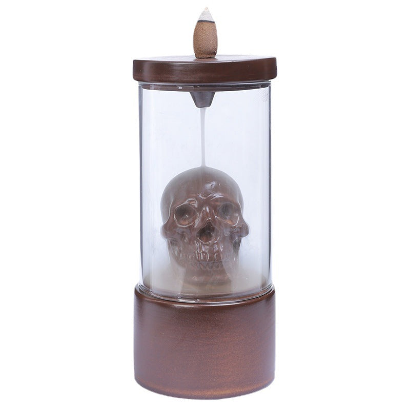 Skull Backflow Incense Burner with Glass Windshield