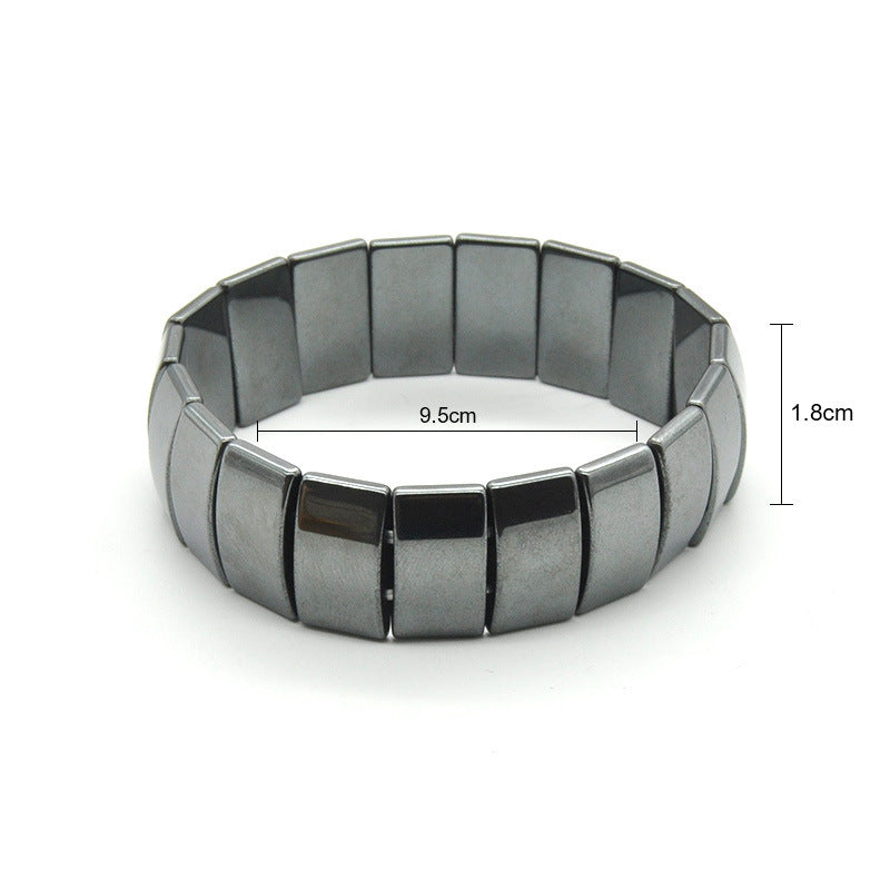 Magnetic Obsidian Square Cube Bead Bracelet