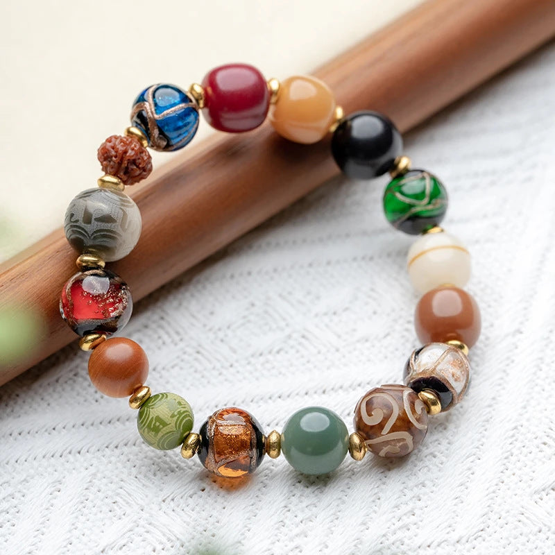 Buddha Beads Glazed Bracelet | Ethnic Style Spiritual Jewelry