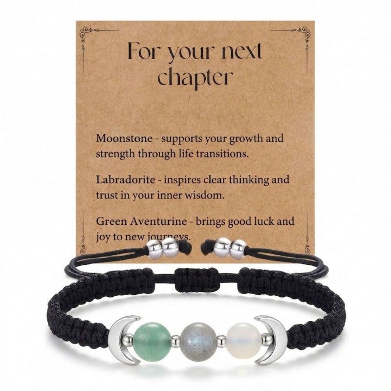 Handwoven Natural Stone Moon Phase Bracelet