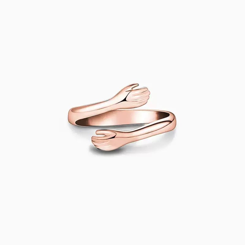 S925 Sterling Silver Embracing Hands Ring