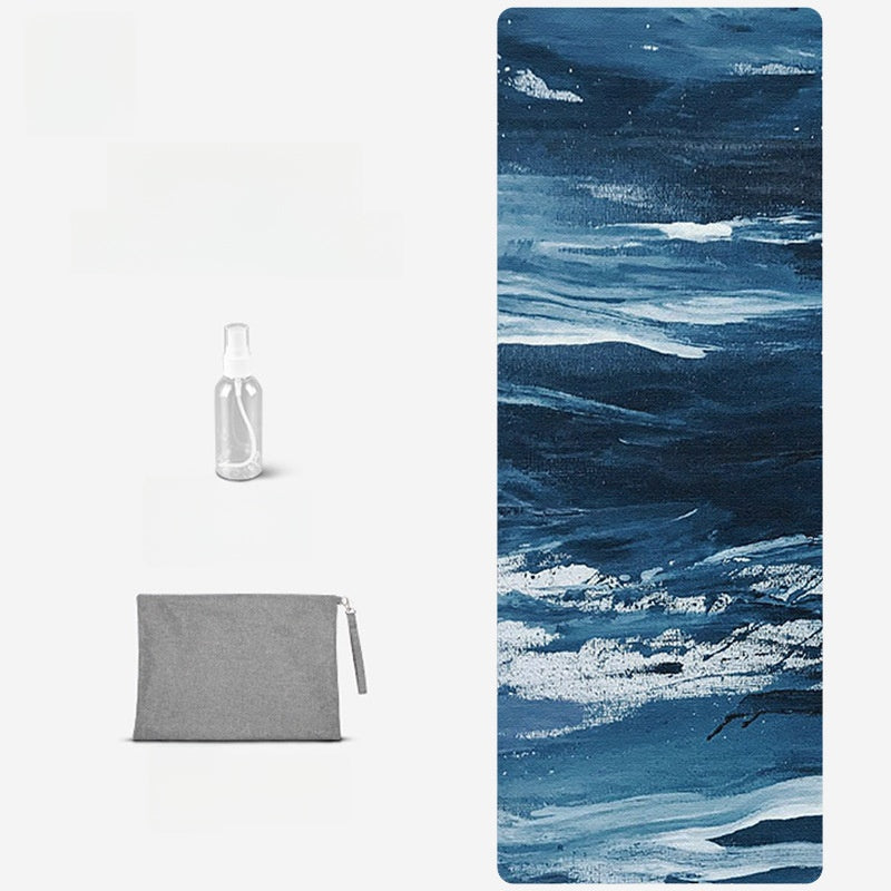 Foldable Suede Yoga Mat — Natural Rubber Base