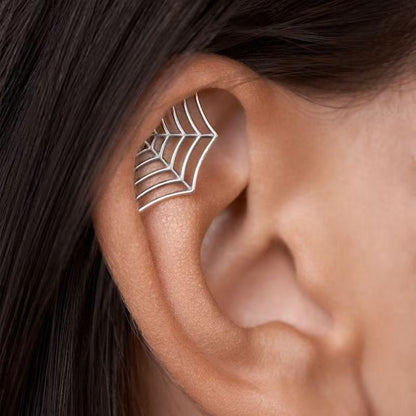 Spider Web & Crescent Moon Gothic Earrings