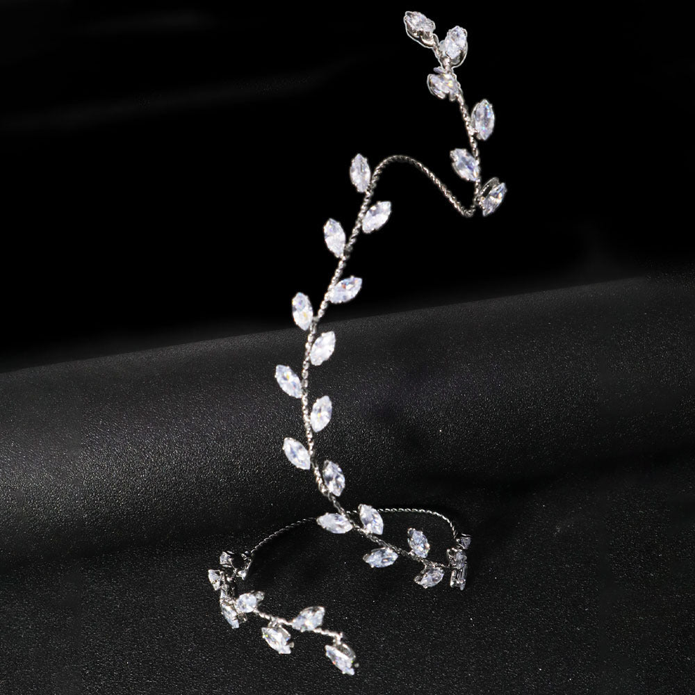 Rhinestone Leaf Bracelet for Women