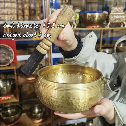 Tibetan Copper Singing Bowl with Sanskrit Engravings