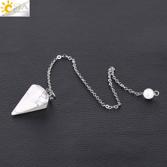 Natural Stone Hexagonal Reiki Pendulum