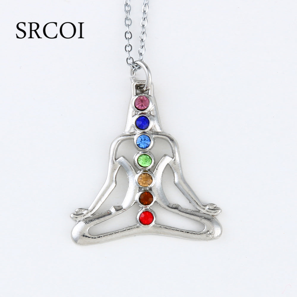 7 Chakra Crystal Healing Point Pendant Necklace