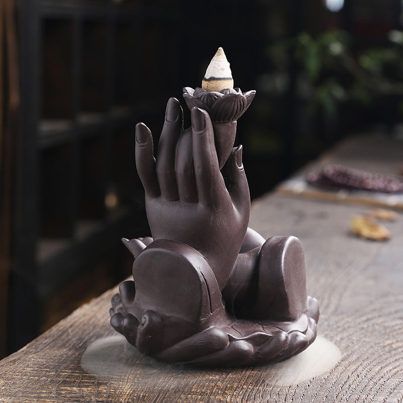 Bergamot Hand Purple Sand Backflow Incense Burner