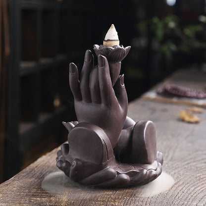 Bergamot Hand Purple Sand Backflow Incense Burner