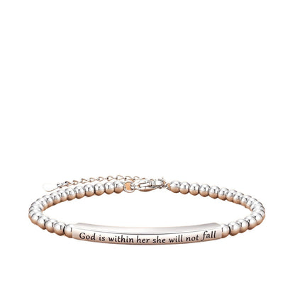 Stainless Steel Silver Bead Curved Tube Bracelet for Women