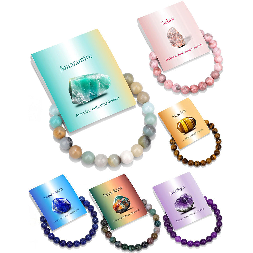 8mm Natural Stone Elastic Crystal Bracelet Set