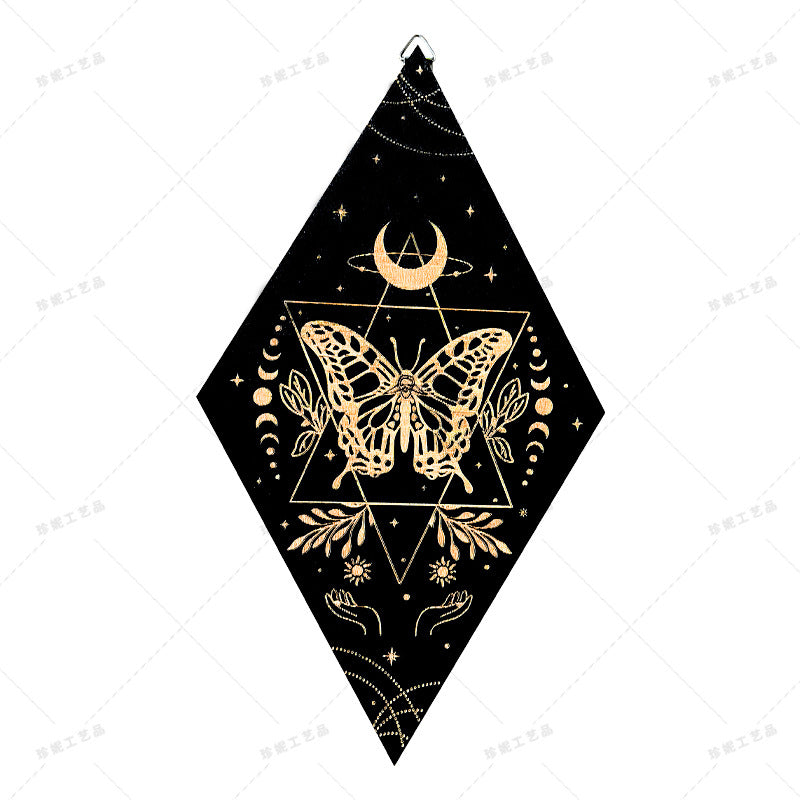 Bohemian Wall Decor Sun Moon Yoga Wall Decor Lozenge Wood Eye Sign Triangle Pendulum Board