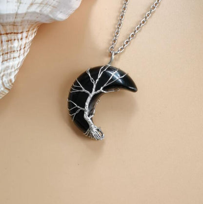 Tree of Life Natural Stone Pendant Necklace
