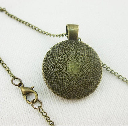 Vintage Glass Dome Mandala Pendant Necklace