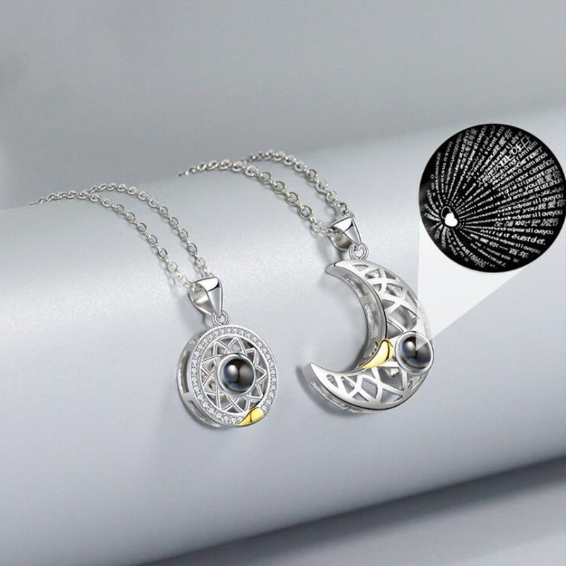 Heart Sun Moon Magnetic Projection Necklace