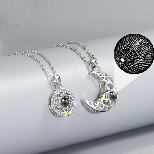 Heart Sun Moon Magnetic Projection Necklace