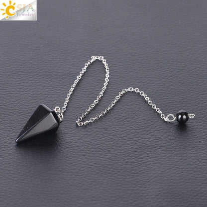 Natural Stone Hexagonal Reiki Pendulum