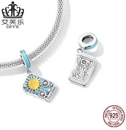 Avelle Original Tarot Card Sun Pendant Bracelet Sterling Silver S925 Oil Drop Card Pendant