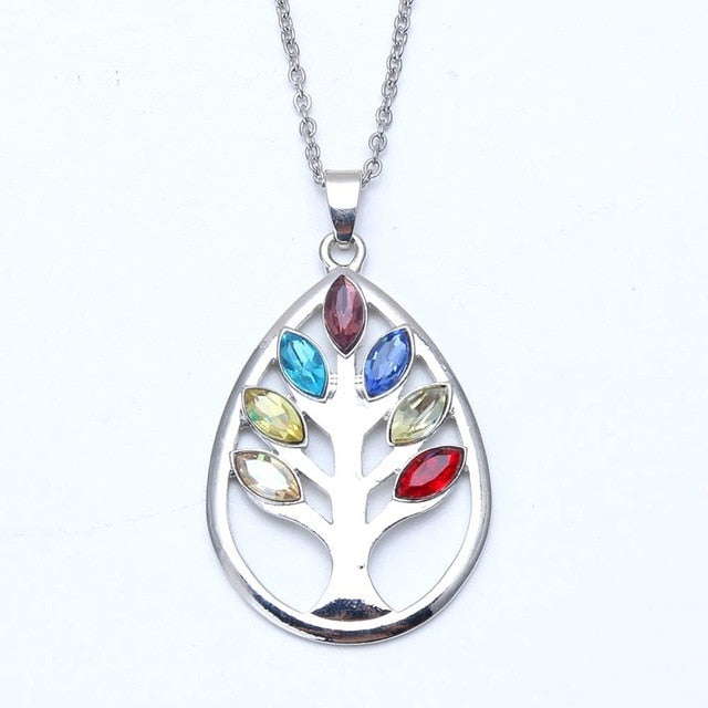 7 Chakra Crystal Healing Point Pendant Necklace