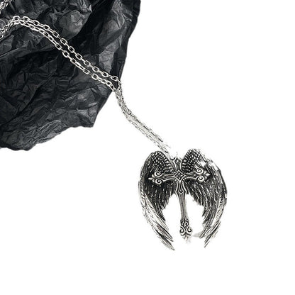 Angel Wings Cross Pendant Necklace | Vintage Punk Style