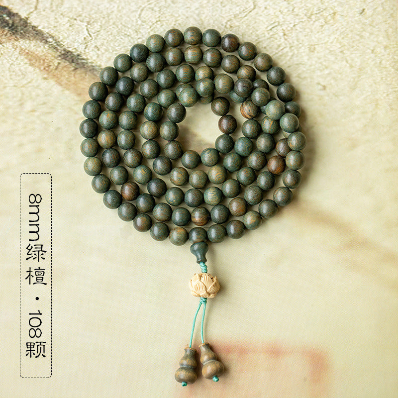 Original Old Material Green Sandalwood Buddha Beads Bracelet