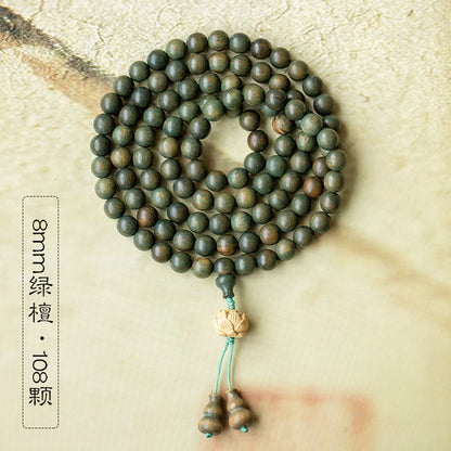 Original Old Material Green Sandalwood Buddha Beads Bracelet
