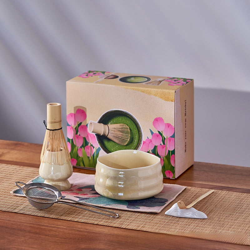 Crystalline Glaze Ceramic Matcha Set — 7 Piece