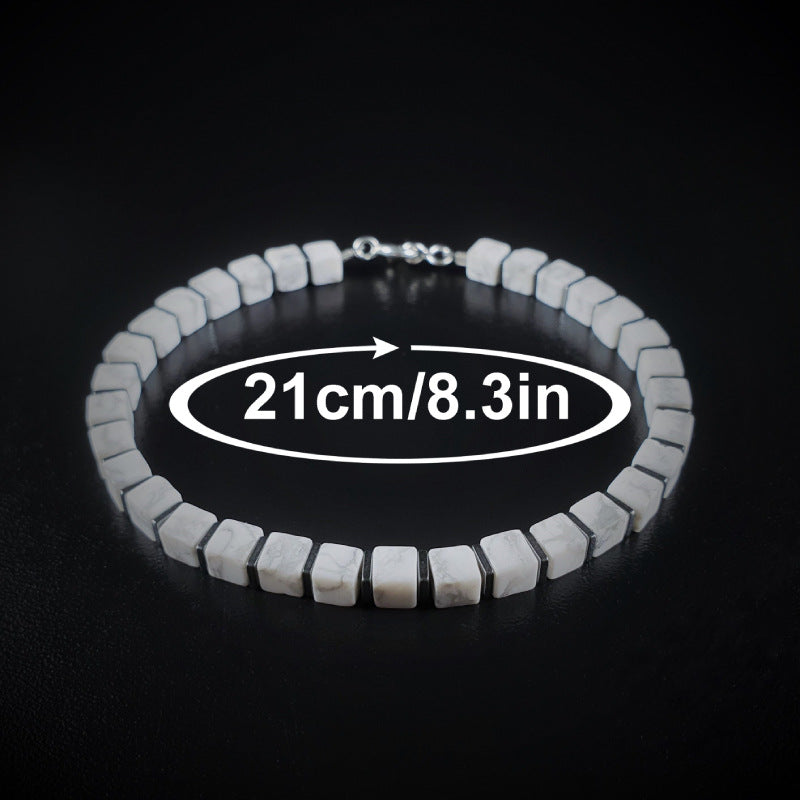 Square Natural Stone Bracelet Handmade Unisex Jewelry