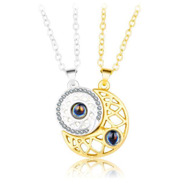 Heart Sun Moon Magnetic Projection Necklace