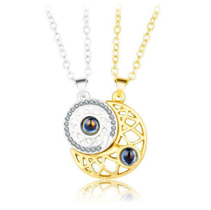 Heart Sun Moon Magnetic Projection Necklace
