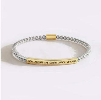 Stainless Steel Silver Bead Curved Tube Bracelet for Women